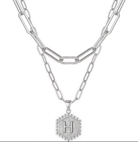 COLLAR LETRA HEX PLATA